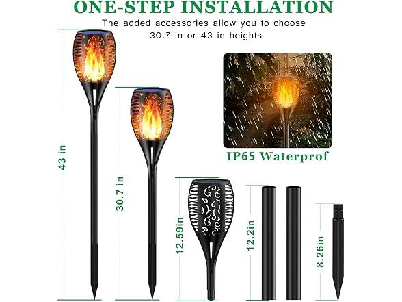 Martiount Balight Solar Torch Lights, 43in 96 LED 2Pk