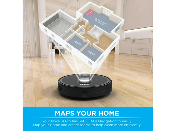(NEW) iHome iHRVS1PRO-3BLK Nova S1 Pro Self Empty Robot V