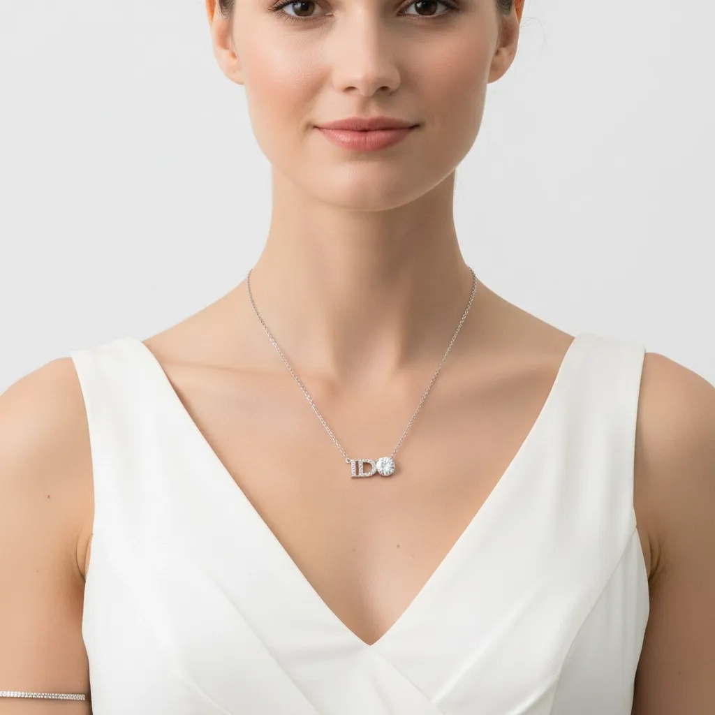 Diamond I Do Wedding Necklace - Gallery 6