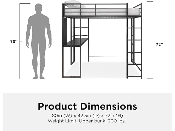 DHP Abode Twin Size Metal Loft Bed, Black