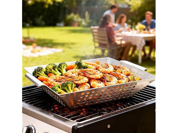 QUANSHANGJU Vegetable Grill Basket for Outdoor Grill