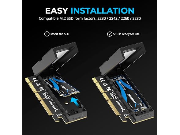 SABRENT M.2 NVMe SSD to PCIe x16 Adapter Card