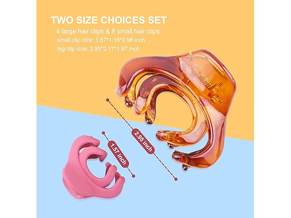 FITDON 4PCS Large & 8PCS Small Jaw Clips