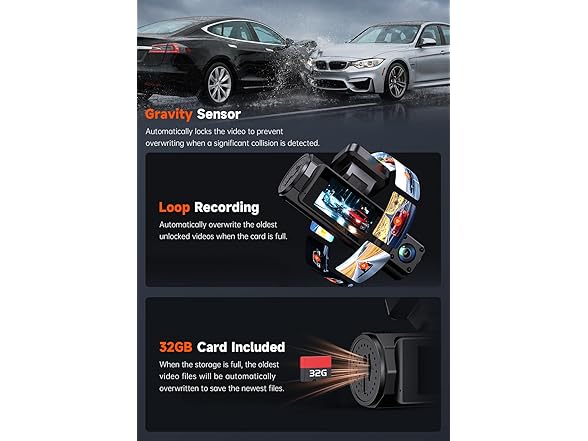 TUIFAC 4K 3 Channel Dash Cam