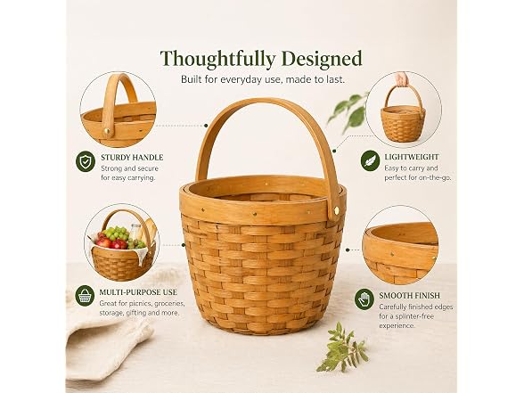 Vintiquewise Small Apple Picking Basket with Handle