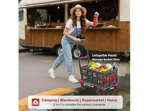 2-in-1 Foldable Hand Truck Dolly 330lbs
