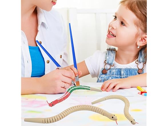 FORWOMLM 10pcs Unfinished Wooden Wiggly Snakes