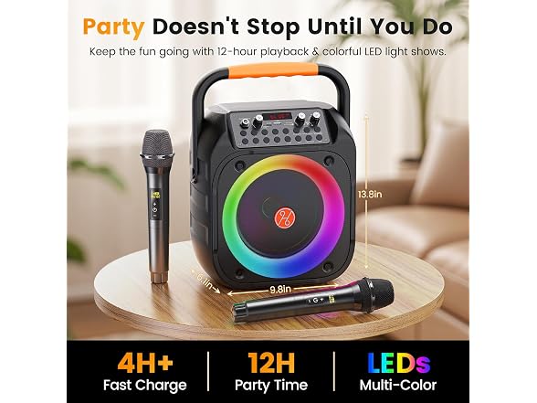 PPMIC BT Karaoke Machine 2 Mics 6.5in