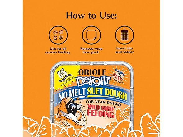 C&S Oriole Delight No Melt Suet Dough, Suet Cakes