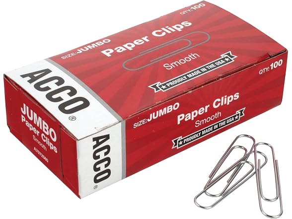 ACCO Brands Paper Clips, Jumbo, Smooth, Economy, 10 Box