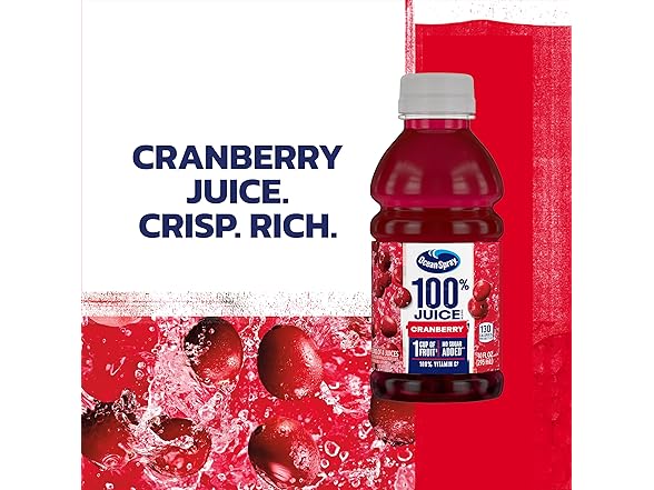 6PK Ocean Spray 100% Juice, Cranberry Juice