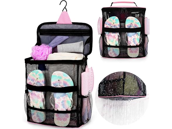 NOBLIGOAL Mesh Shower Caddy Bag Pink