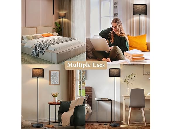 TOBUSA 65’’ Black Floor Lamp with Black Shade