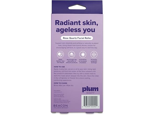 plusOne Plum Beauty Rose Quartz Facial Roller