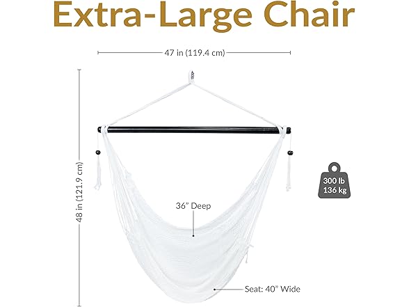 Sunnydaze Outdoor Hammock Chair Swing XL