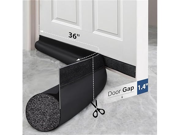 MAXTID GAR-117 (2 Pack) 36in Door Draft Stopper Black