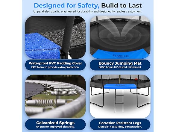 SereneLife 10FT Outdoor Trampoline for Kids