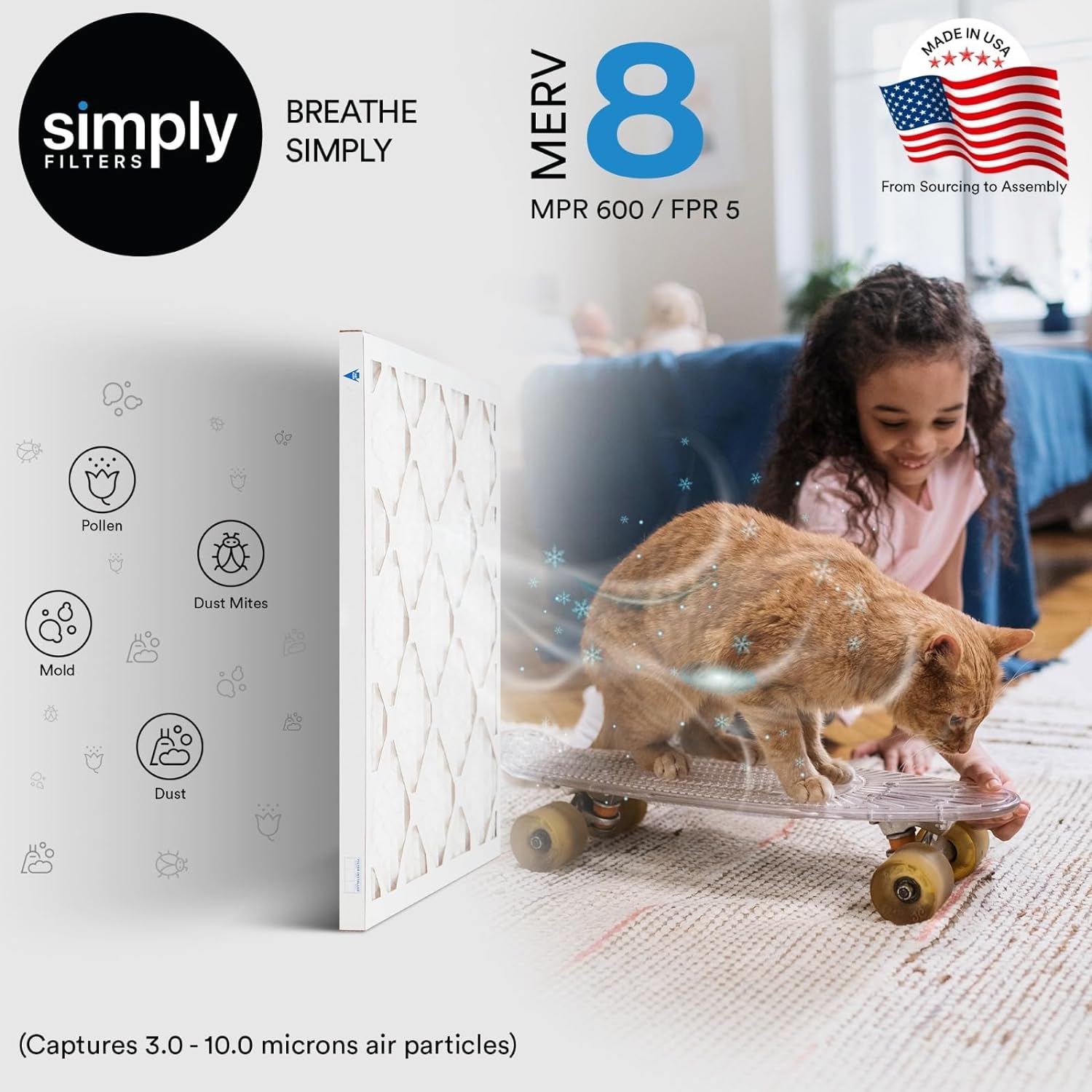Simply Filters MERV 8 MPR 600 AC Filter 6pk (Open Box) - Gallery 10