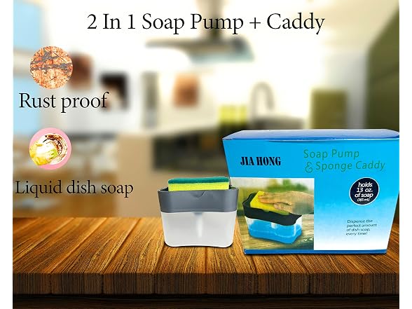 GMART Soap Pump and Sponge Caddy Holds 13 Oz