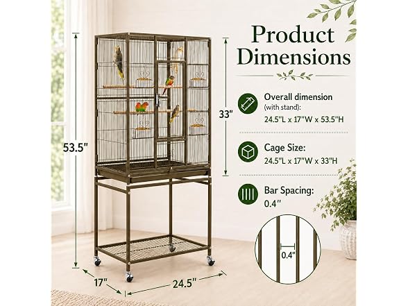 Yaheetech Wrought Iron Standing Large Parrot Cage