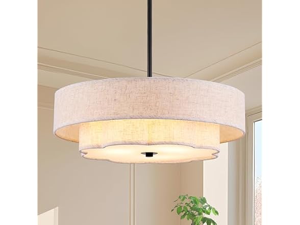 Prayou 17.7in 2-Layer Drum Chandelier