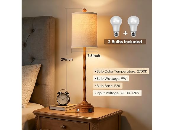 Qimh Tall Skinny Beside Lamps Set of 2
