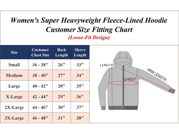 3Pk Womens Heavyweight Fleece-Lined Pullover Hoodie