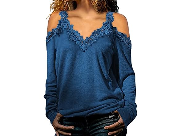 Dokotoo Women (XL) Sexy Cold Shoulder Out Pullover