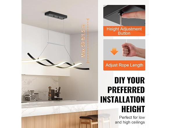 Modern Chandelier Light Fixtures, 24W, Dimmable