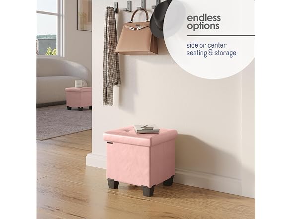 Storage Ottoman Cube Bin 15in Pink