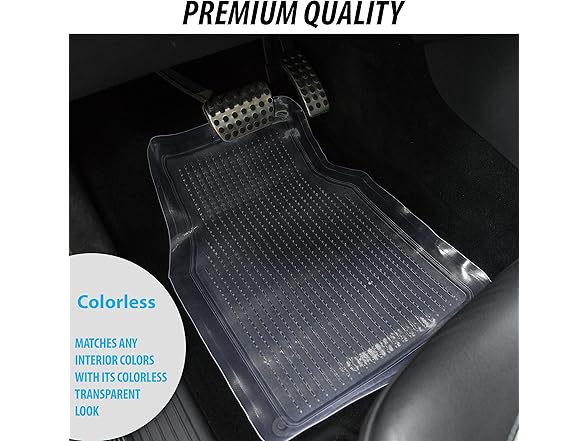 Zone Tech FM0004 4 Pc Set Clear Rubber Floor Mats Clear