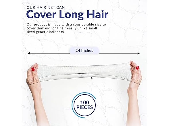 ZefeqCo Black Invisible Hair Nets 24in 100 Pack