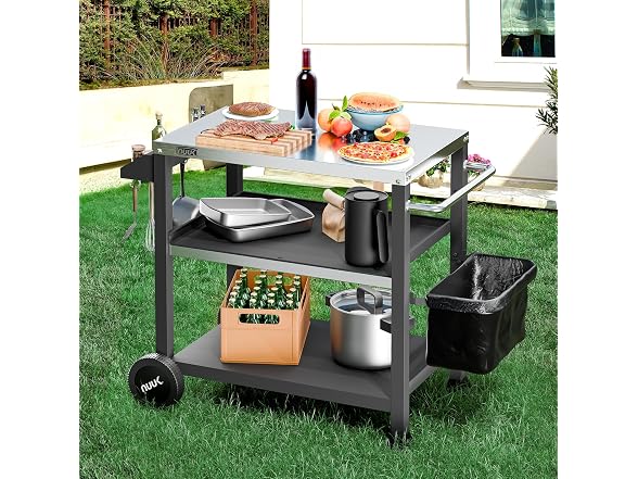 NUUK 3-Shelf Rolling Outdoor 20" x 32" Movable Grill Cart