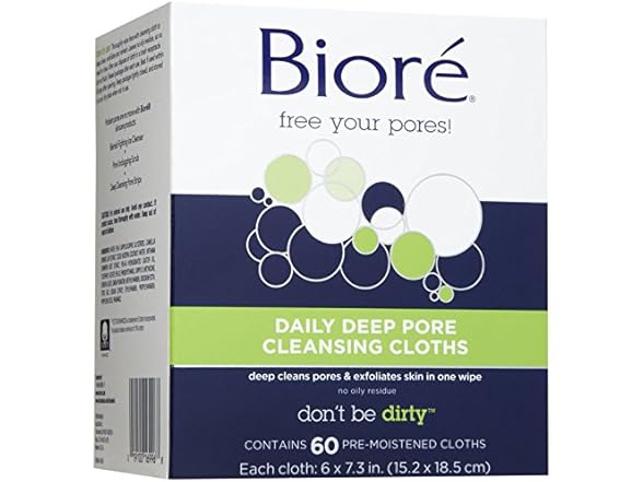 Biore Daily Recharging Cleansing Cloths Refill, 60 ct