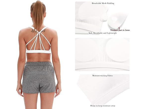 Icyzone Women (M) Padded Strappy Sports Bra Tops