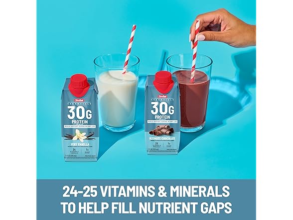 12PK SlimFast Essentials 30g Vanilla Protein Shake