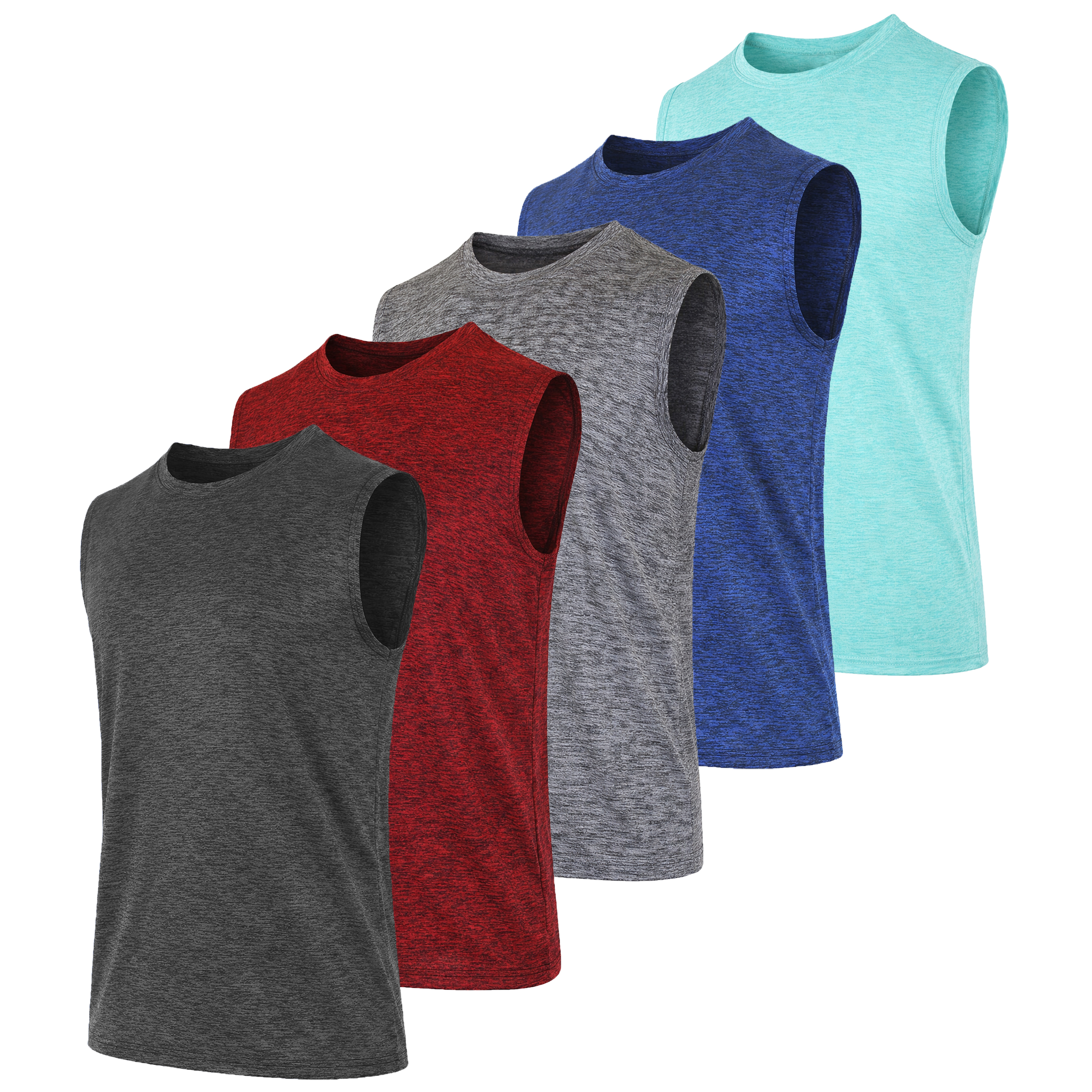 3Pk Men's Marled Performance Tops - Gallery 11
