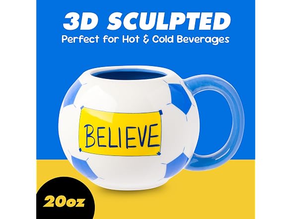Ted Lasso Believe Soccer Ball, 3D Sculpted Mug, 20oz
