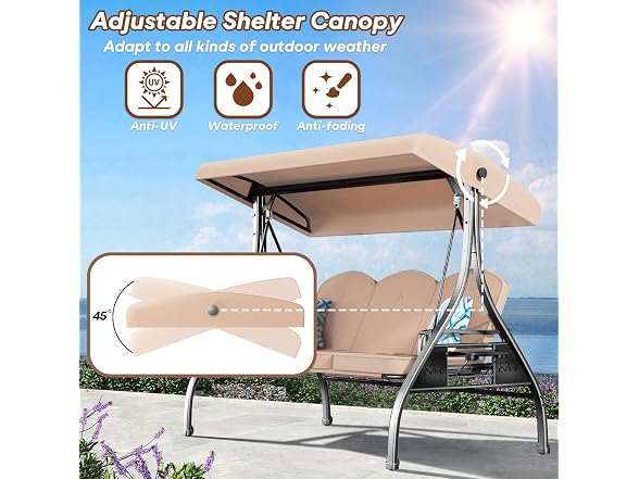 ZZW 3 Seat Outdoor Porch Patio Swing with Stand - Your Choice