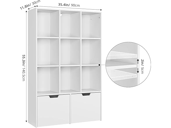 Senfot White Bookshelf 9 Cube