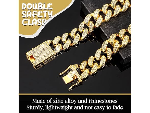 LEIFIDE (2 Pack) Dog Chain Collar Gold