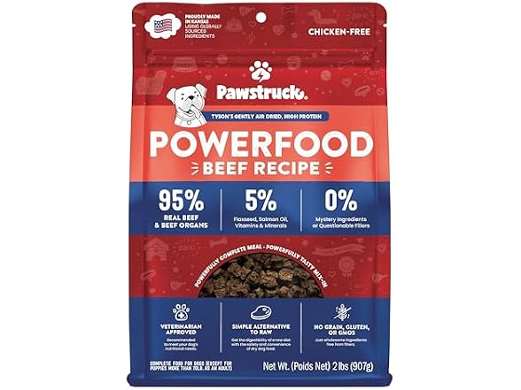 Pawstruck Air Dried Dog Food with Real Beef 2lb.