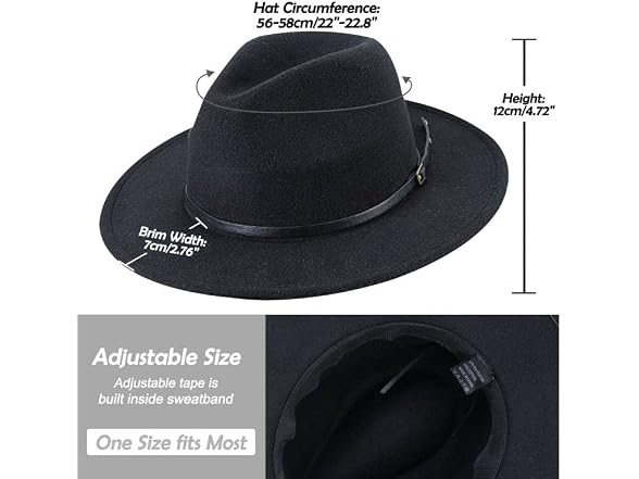 Inogih (M) Classic Wide-Brim Fedora-Hats Hat Belt