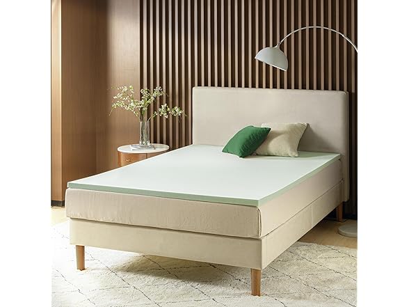 ZINUS 1.5" Green Tea Memory Foam Mattress Topper