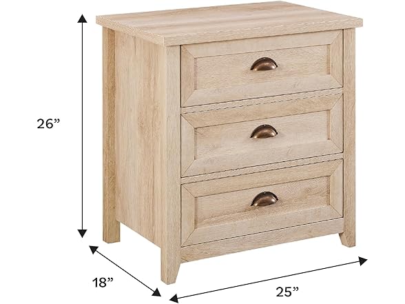 Walker Edison Hazel Modern Farmhouse 3 Drawer Nightstand