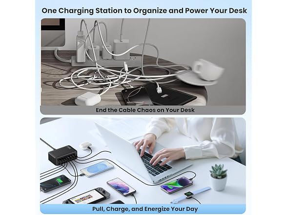 345W USB C 10 in 1 Retractable Wall Charger