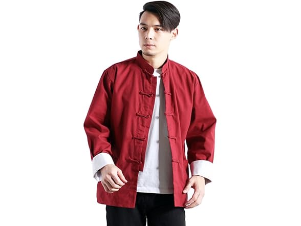 Idopy Men (L) Men`s Chinese Traditional Tai Shirt