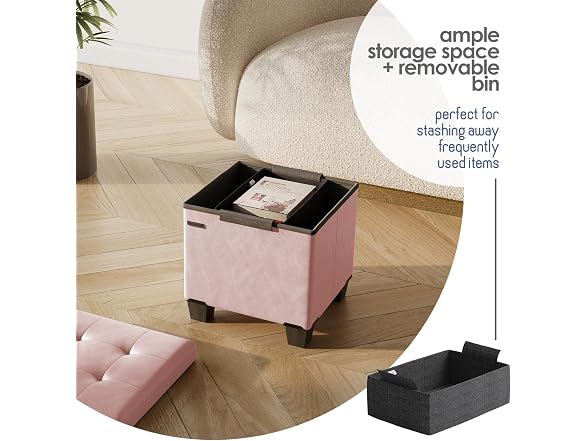 Storage Ottoman Cube Bin 15in Pink