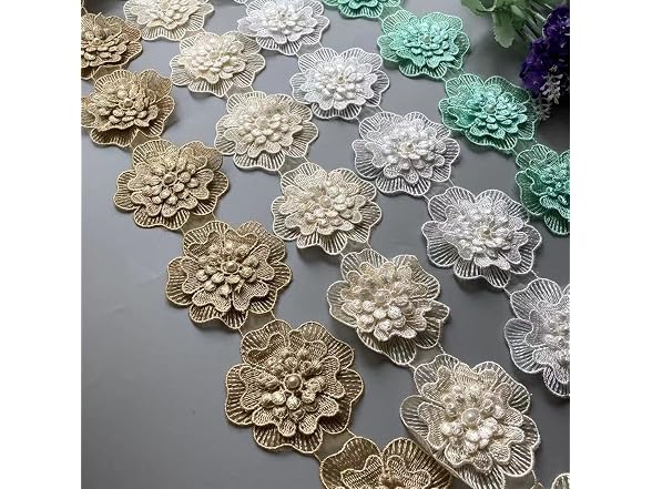 10PC Blue 3Inch Pearl Chiffon Beaded