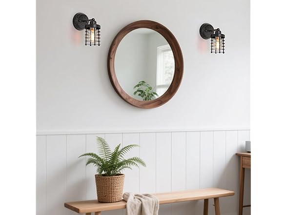 GEPOW Farmhouse Wall Sconce, Industrial Mini Cage